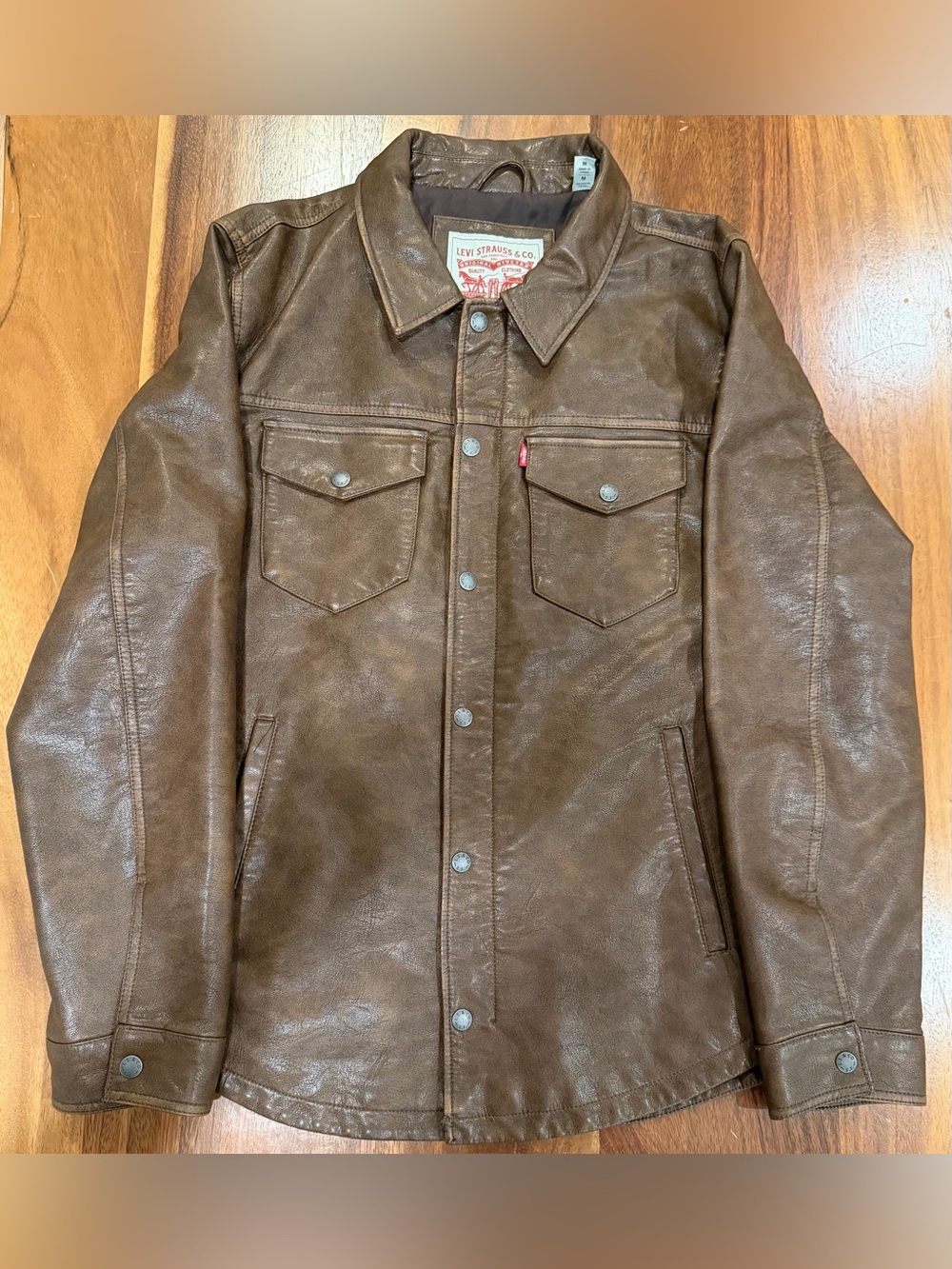 Levi's Brown Faux Leather Shirt Jacket